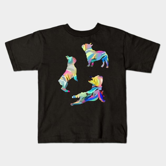 French bulldog silhouette, colorful style Kids T-Shirt by Collagedream